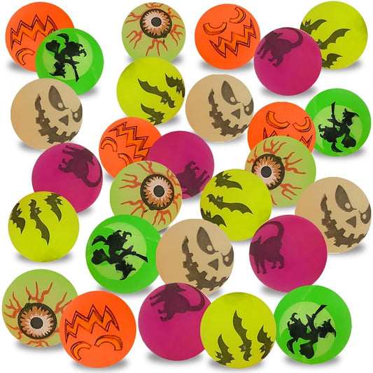 ArtCreativity Halloween Glow in the Dark Bouncing Balls - 72 Pack - 6 Halloween Themed Designs - 1.25" High Bouncing Balls for Kids - Trick or Treat Giveaways, Party Favors, Goodie Bag Fillers