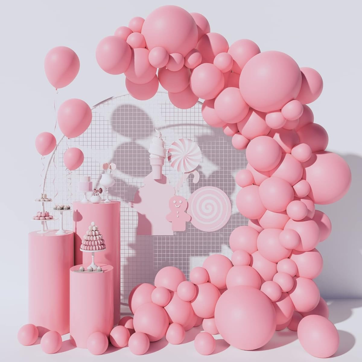 Moukiween Pink Balloons 100 Pack Pastel Pink Balloons Different Size Pack 18 12 5 Inch Light Pink Balloons Garland Arch Kit Girls Baby Shower Birthday Wedding Party Decorations