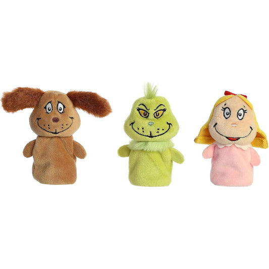 Aurora® Whimsical Dr. Seuss™ Grinch Finger Puppet Set Plush - Magical Storytelling - Literary Inspiration - Multicolor 3 Inch