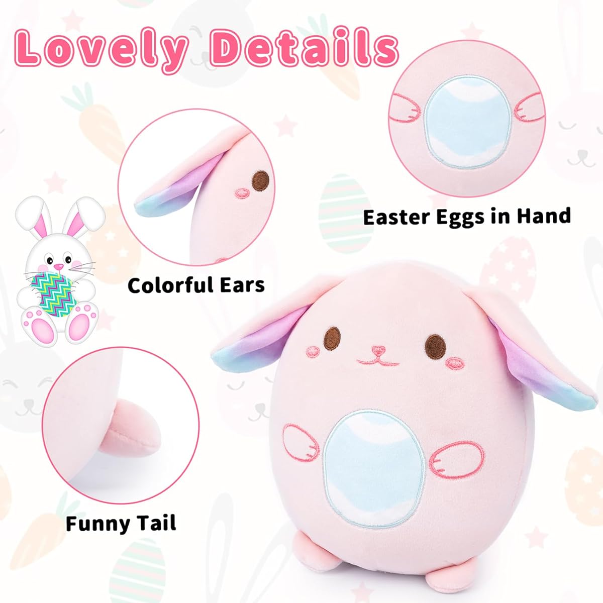 Hagusahuo Easter Bunny Stuffed Animal Rabbit Plush Toy Easter Bunny for Kids Easter Basket Stuffed Animal Cute Bunny Doll Easter Party Favors Girls Boys Gifts