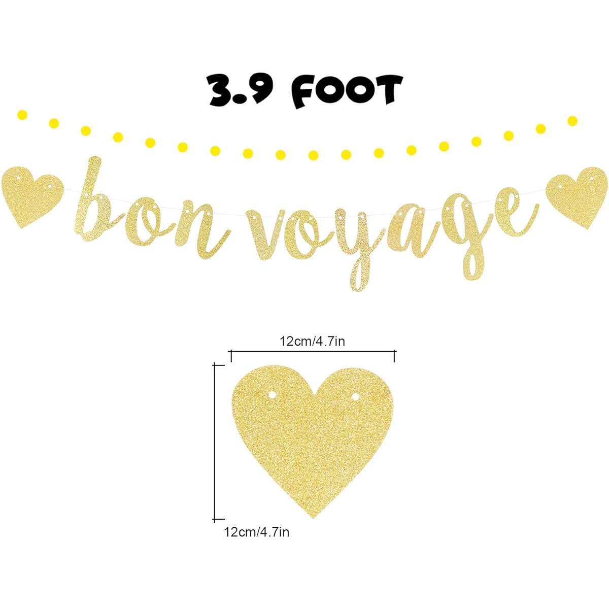 LINGTEER Bon Voyage Gold Glitter Banner Perfect for a Farewell Adventure Awaits Farewell Retirement Party Decorations