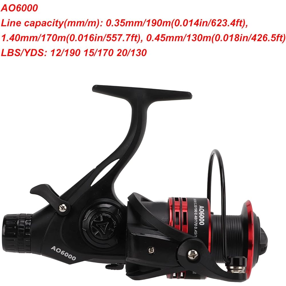 4.7:1 Spinning Reel, Front Rear Dual Drag Knob Fishing Drag Reel Corrosion Resistant Reinforced Brake System for Fishing