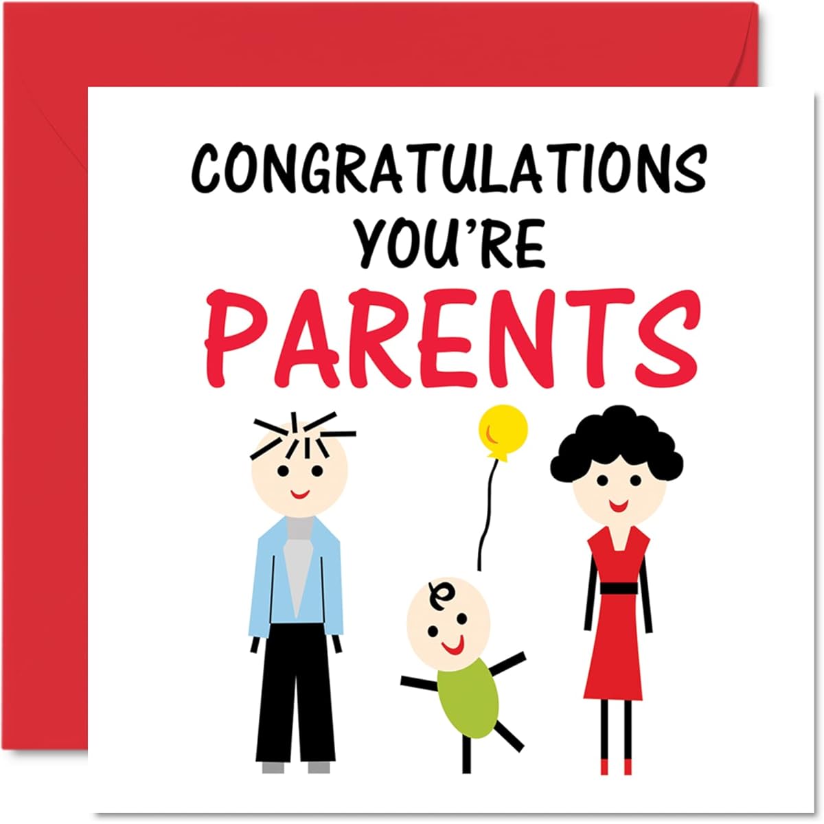 Stuff4 Baby Cards - Congratulations You're Parents Newborn Baby Cards Well Done Congrats New Baby Card Welcome To The World Home Gifts 5.7 x 5.7 Inch Baby Greeting Cards for Parents