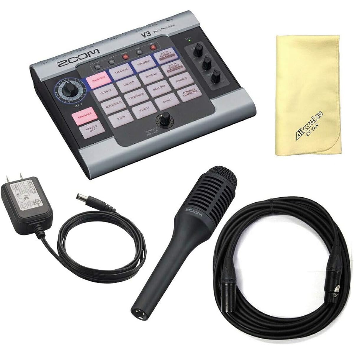 [Includes favorite song cloth] [Genuine AC adapter/AD-16 + Genuine microphone/SGV-6 + CANARE microphone cable included] ZOOM Zoom V3 Vocal processor that can be used both on the desktop and on the live stage