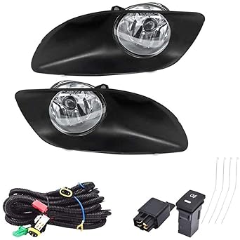 labwork Fog Light Fog Lamp (Clear Lens) 2006 2007 2008 Toyota Yaris 4 Door with Switch and Wiring Kit (Set of 2)