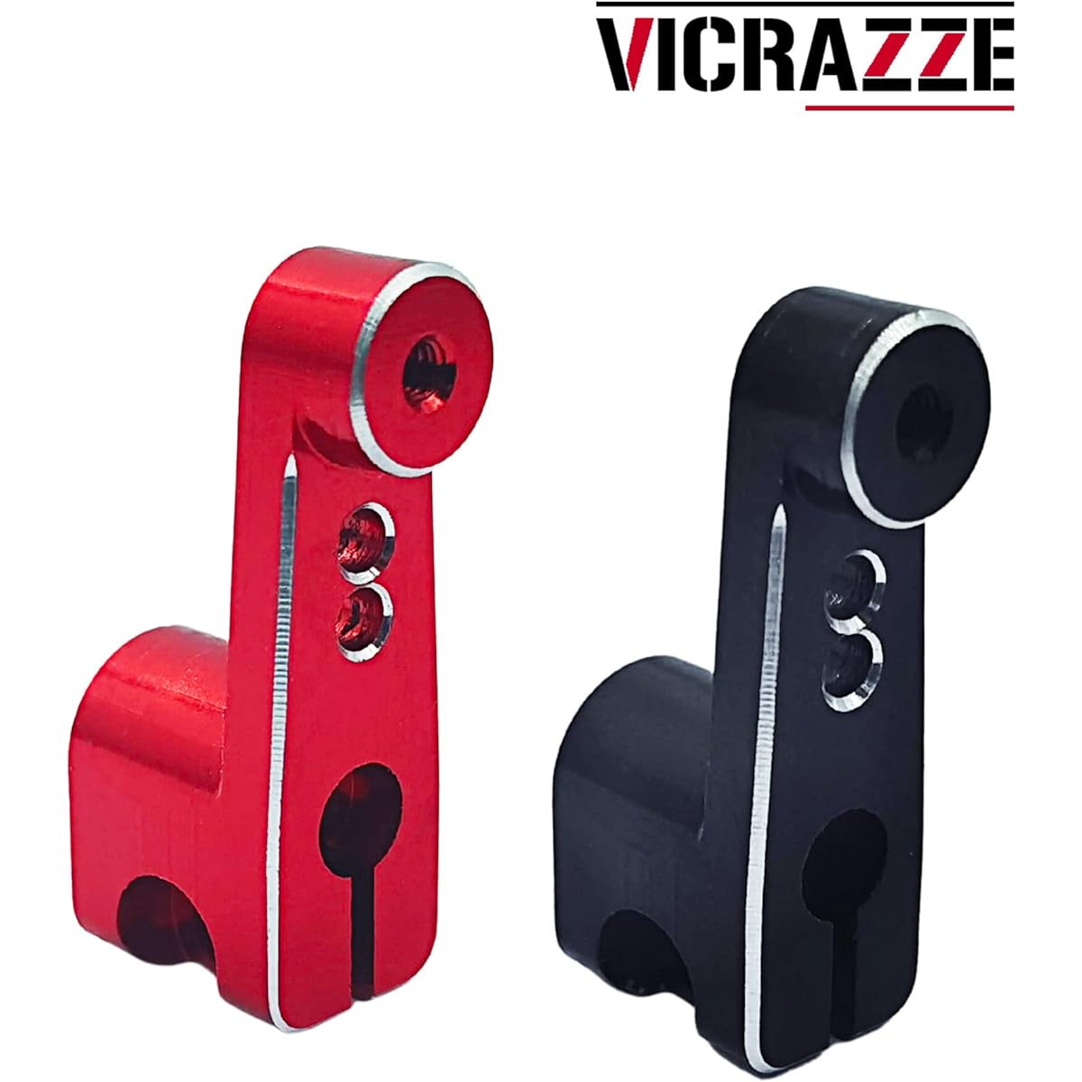 VICRAZZE Servo Horn Aluminum Servo Arm for Axial SCX24 (Fits Stock Servo) 90081 1/24 RC Car Servo AS-1 AXI31619 Black+Red(2pcs)