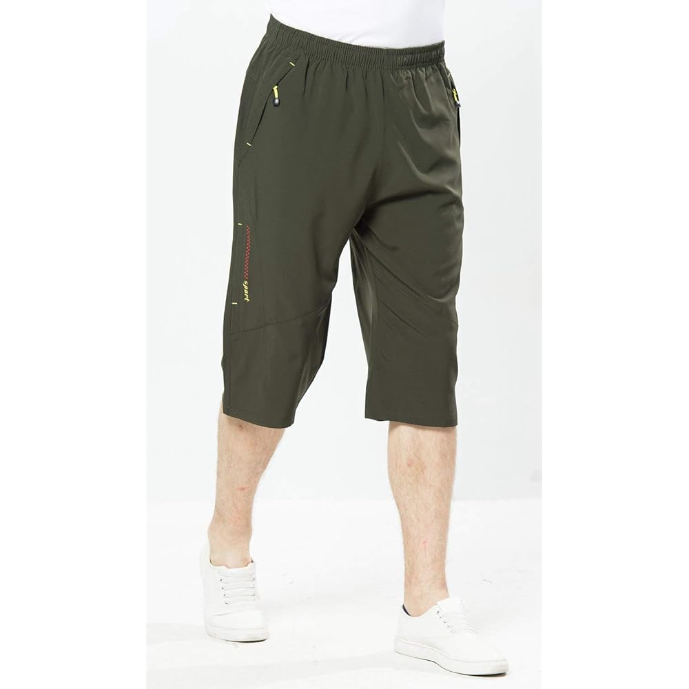 Shorts, Men's Sports, Cycling Pants, Shorts, 3/4 Length, Climbing, Outdoor, Sweat Absorbent, Quick Drying, Water Repellent