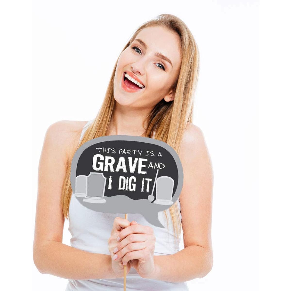 Funny Graveyard Tombstones - Halloween Party Photo Booth Props Kit - 10 Pieces