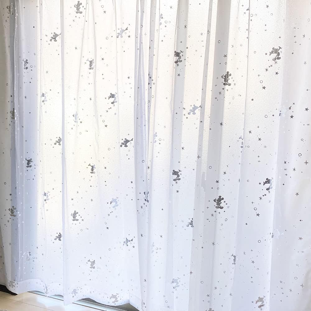 Disney Mickey Foil Print Glitter Grade 2 Blackout Thermal Curtains + Lace Curtains Set of 4 Width 100 x 200cm Length SB-579-D/SB-580-D