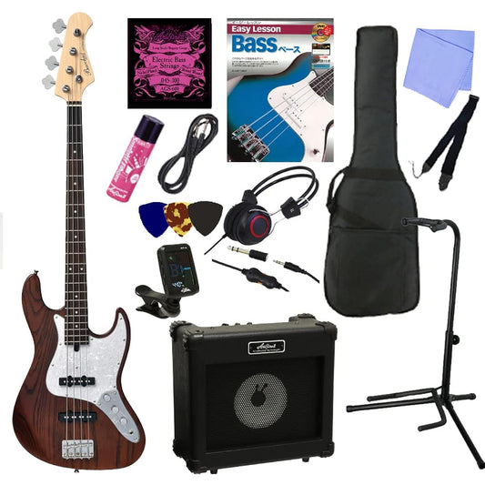 A higher-grade introductory bass set | Ash body Bacchus bass | Bacchus/WJB-500R ASH Bacchus/Jazz bass | 13-piece set for beginners (CHG-SM/Charcoal gray)