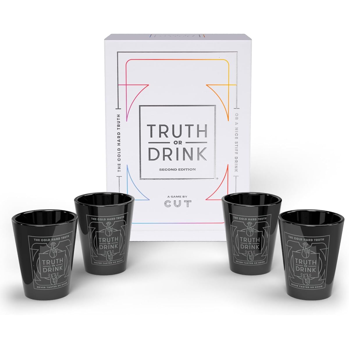 Truth or Drink: Second Edition + 2 Shot Glasses - Hydrating Game by Cut Games - Newly Updated Hilarious and Funny Questions Just Answer Out Loud - Great for Adult Game Night
