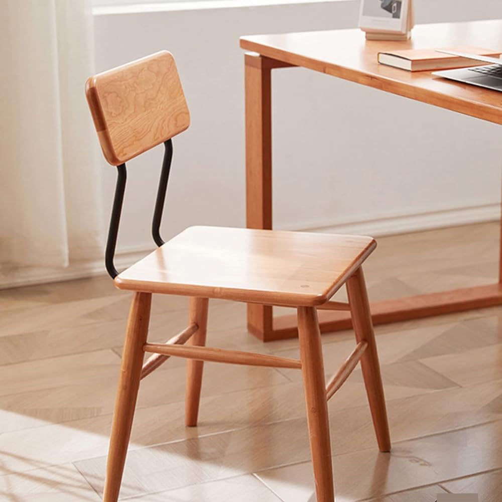 MU RONG Kiei Dining Chair Set of 2 American Cherry Desk Chair Solid Wood No Assembly Required Completed Product Height 80 x Width 45 x Depth 45 cm Dining Chair Chair Interior Scandinavian Study Desk Chair Dining Table Wooden Chair Scandinavian Style Cafe