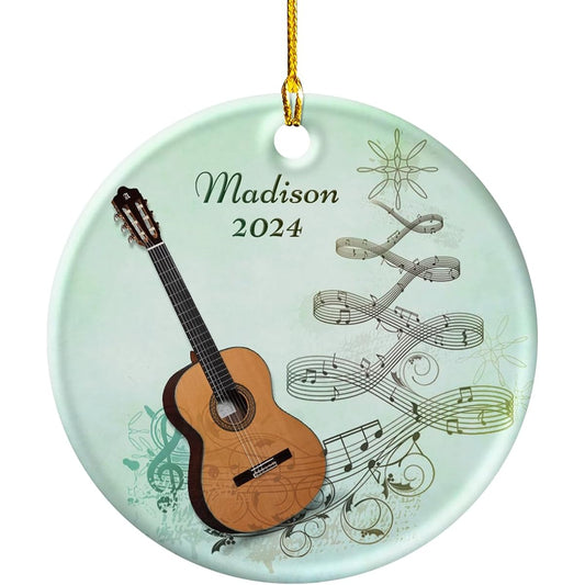 wowcugi Guitar Ornaments, Personalized Musical Instrument Ornaments for Christmas Tree, Christmas Tree Decorations Keepsake Gifts, Band Instruments for Music Lovers