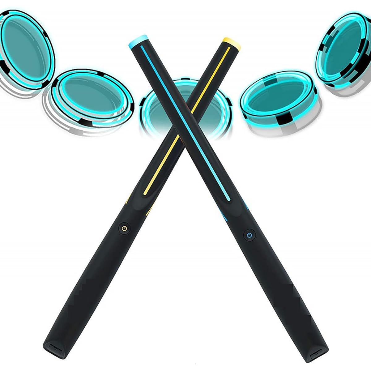 Air Drum Stick Set, Portable Air Electronic Drum, Digital Percussion Machine with 2 Foot Sensors/Guitar, Bluetooth MIDI Support, Play and Practice Drums with Lessons