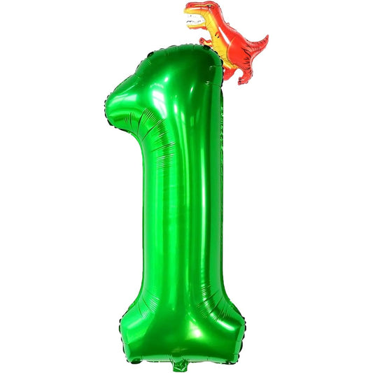 40 Inch Dark Green Number 1 Dinosaur Balloons for Kids 1st Birthday Balloons 1st Birthday Dinosaur Party Supplies Jungle Green Theme Birthday Patry Balloons Decorations