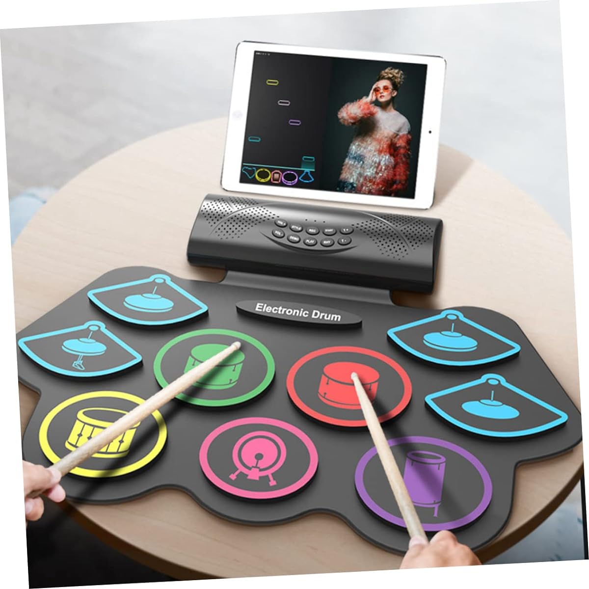 VICASKY Set Hand Roll Drum Kit Guitar Kit Electronic Kit For Kids Speaker Roll Up Drum Pad Midi Drum Kit Speaker Pad Midi