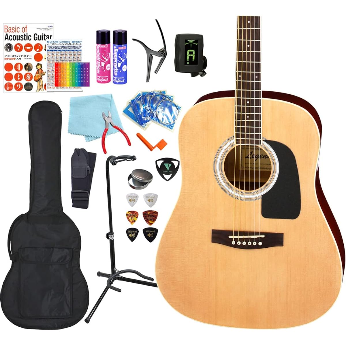 Acoustic Guitar Western Type Legend WG-15 Acoustic Guitar Beginner 18-piece Set N [98765]