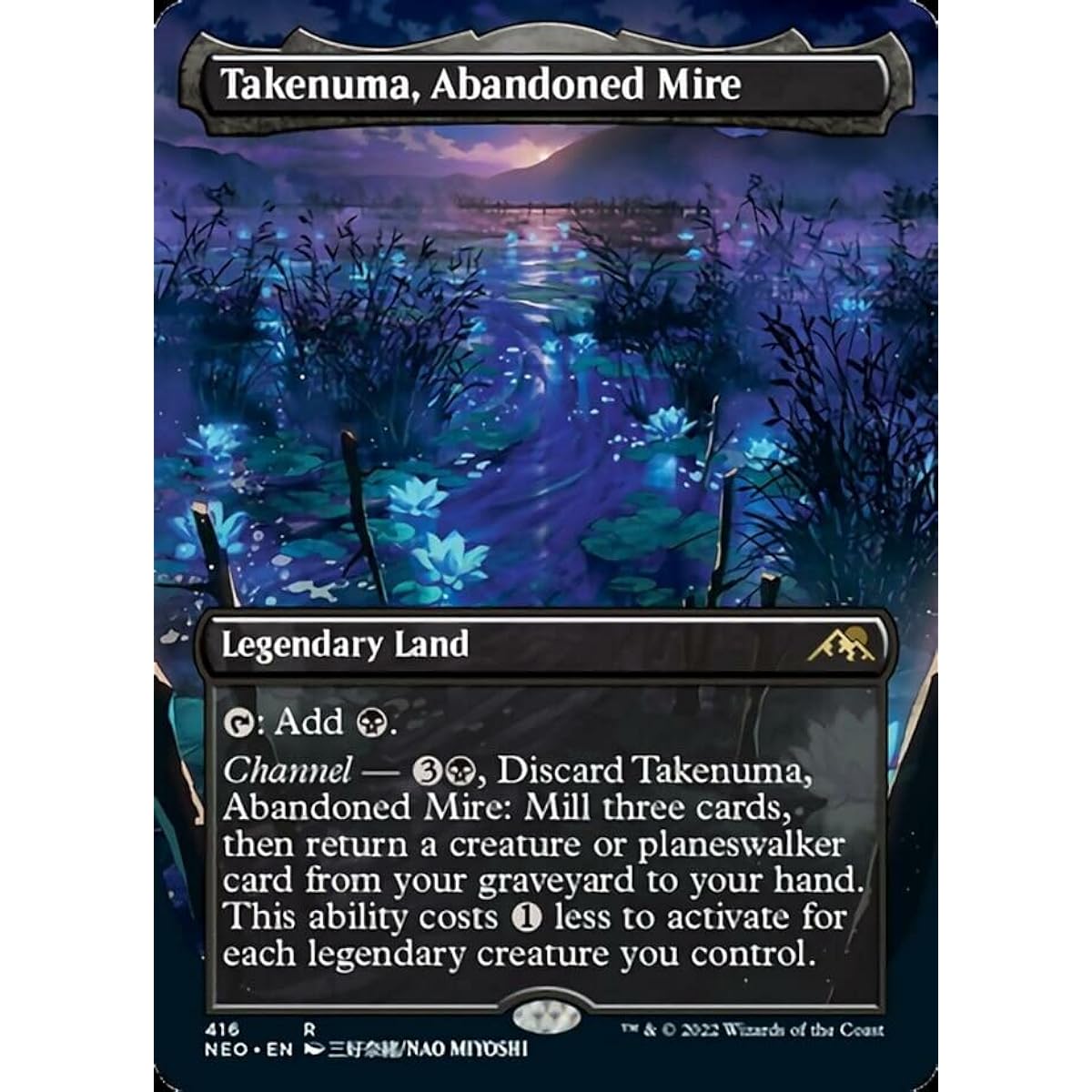 Magic: The Gathering Takenuma Abandoned Swamp (416) Borderless Kamikawa Neon Dynasty