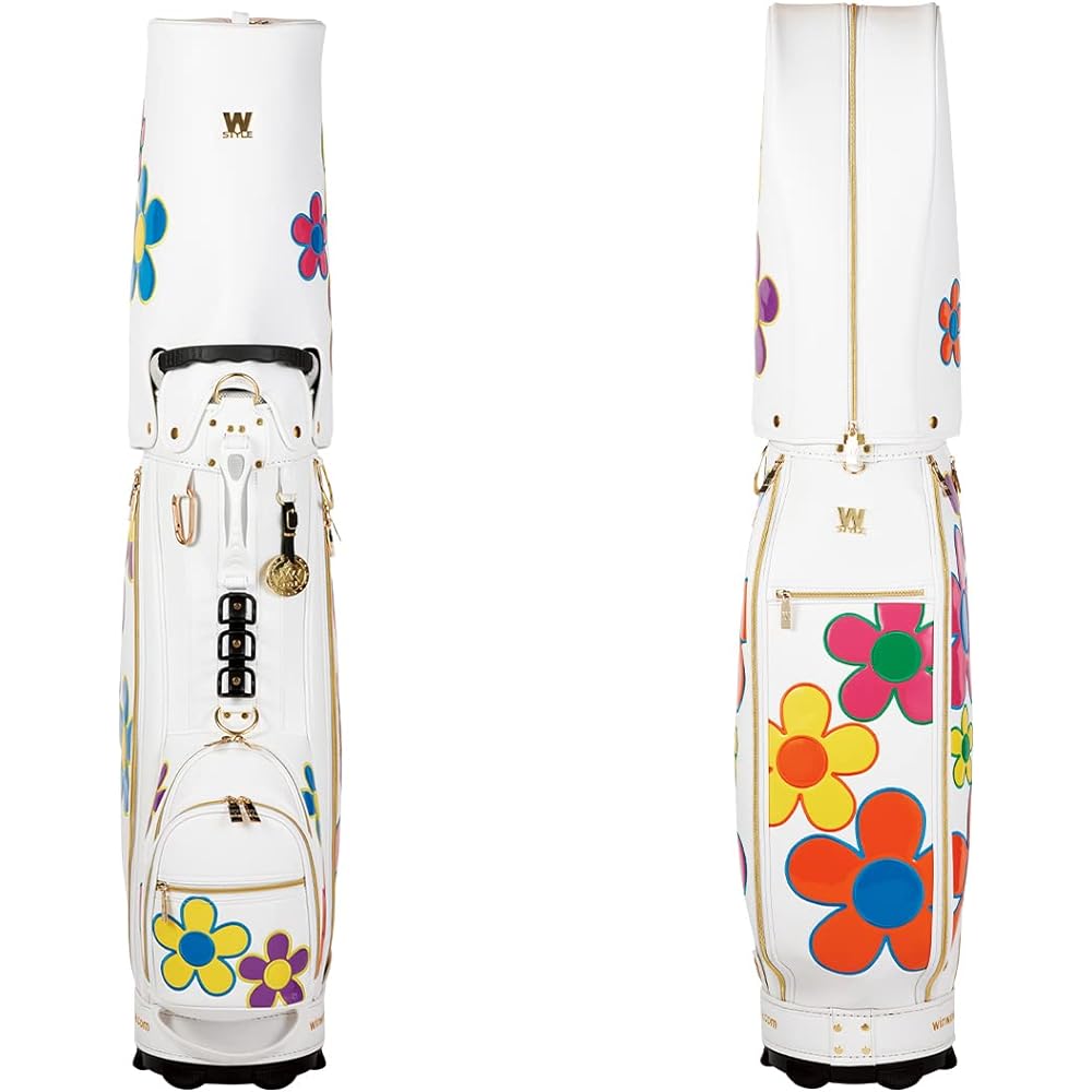 WINWIN STYLE COLORFUL DAISY CART BAG Colorful Daisy Cart Bag GOLD Version Caddy Bag CB-801 WH