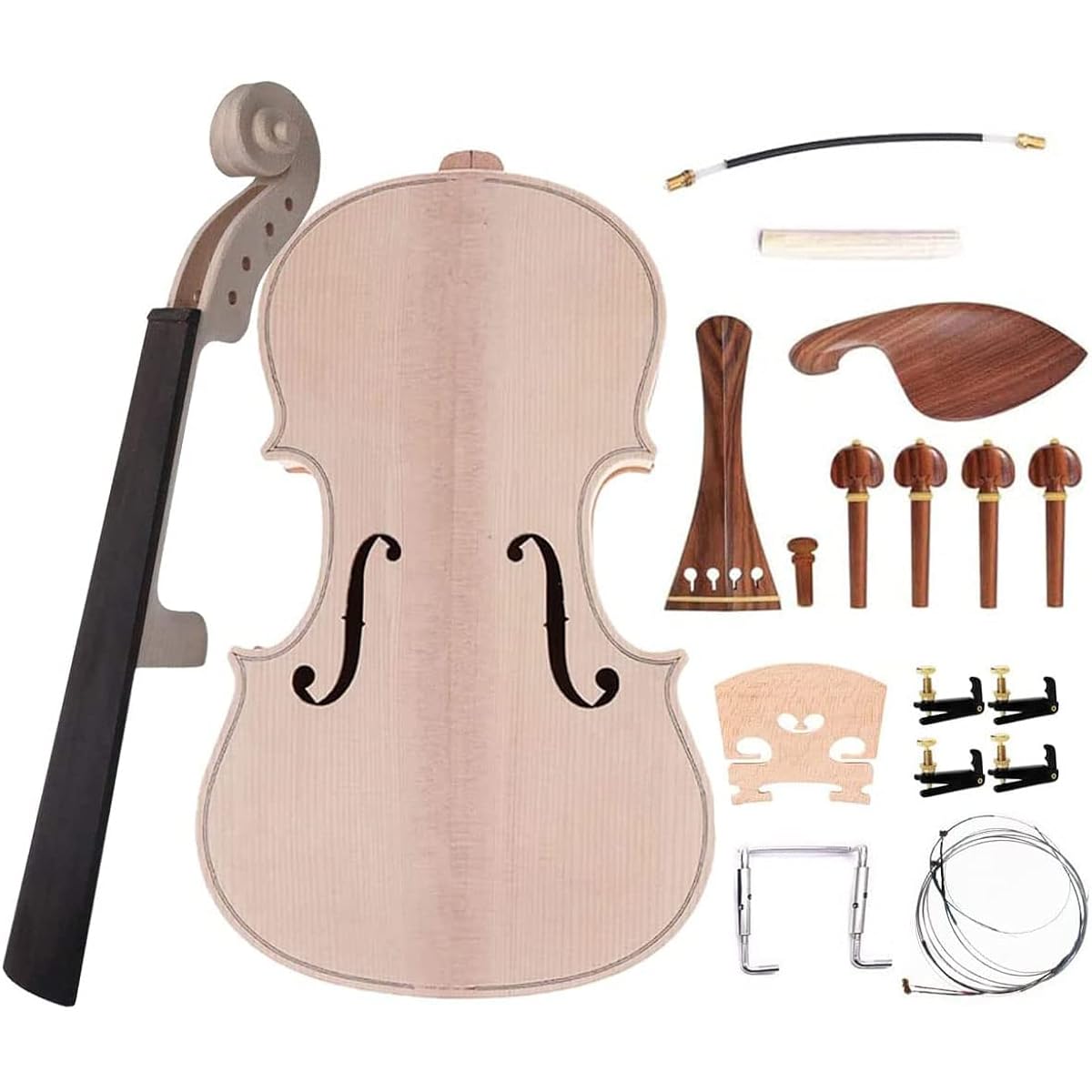 TUOREN 4/4 Violin DIY Kit Build Your Own Violin Fiddle Kit Full Size Violin Basswood with Complete Parts & Accessories Gift for Kids Students Beginners