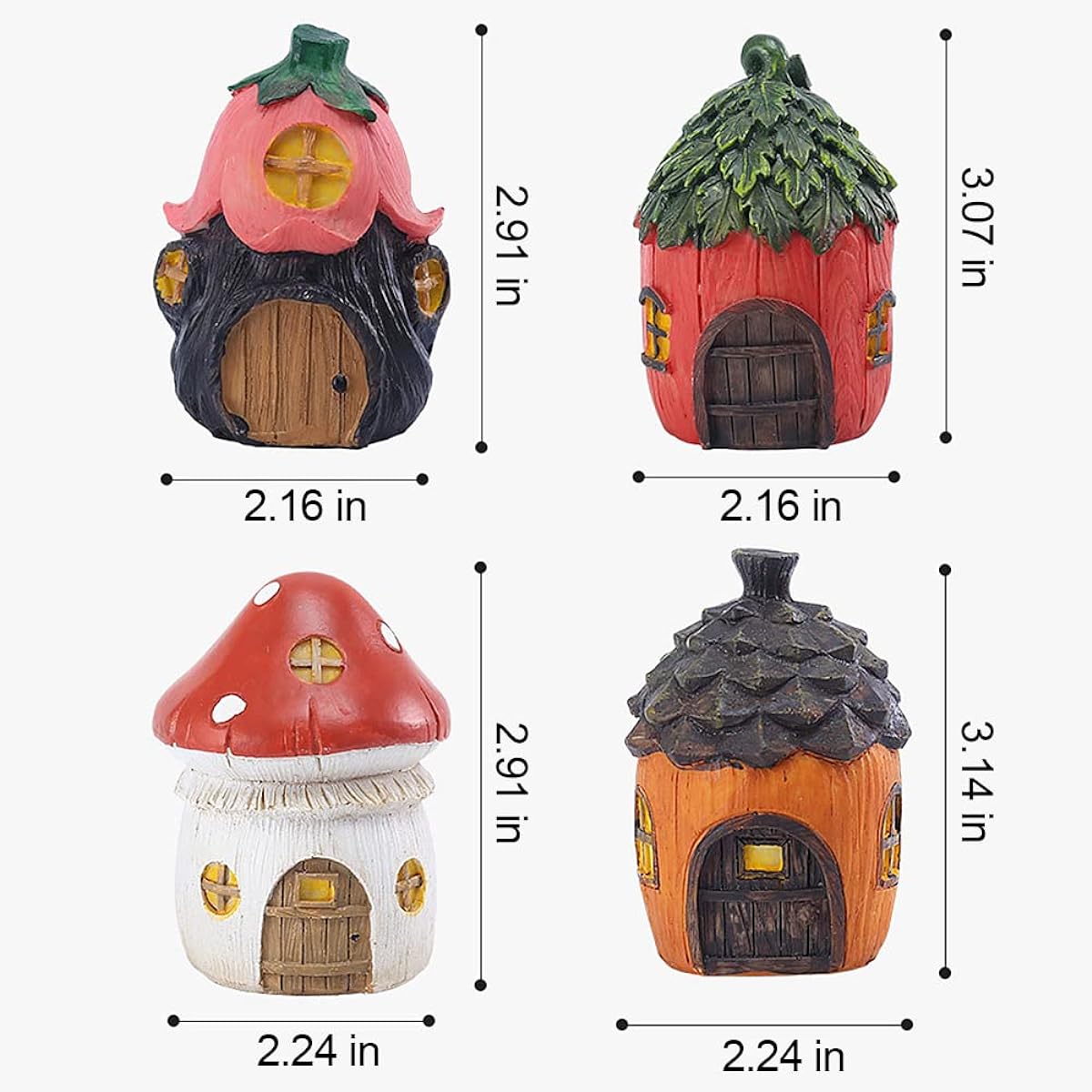 Flocovers 4 Pieces Gnome Mushroom Decorations Resin 3" Small DIY Fairy Garden Gnome House Patio Decor Yard Decor Outdoor Housewarming Gift