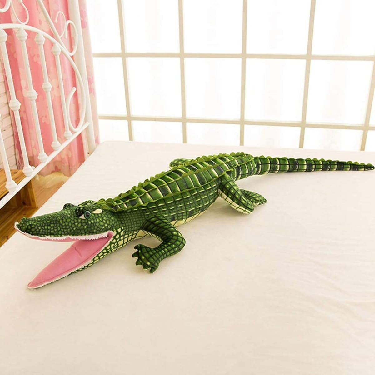 Body pillow, green crocodile stuffed animal for side sleeping, cushion, soft and fluffy, cute and soothing, animal pillow for sleeping with your pet, crocodile, gift, large size, nap pillow, doll, girl, cute, 200cm, fluffy - Nemunemu, gift, long pillow