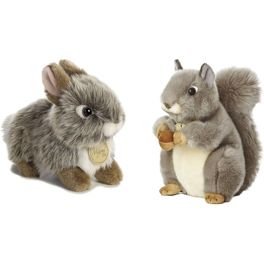 Aurora Miyoni Grey 7" Baby Bunny and 10" Squirrel Bundle