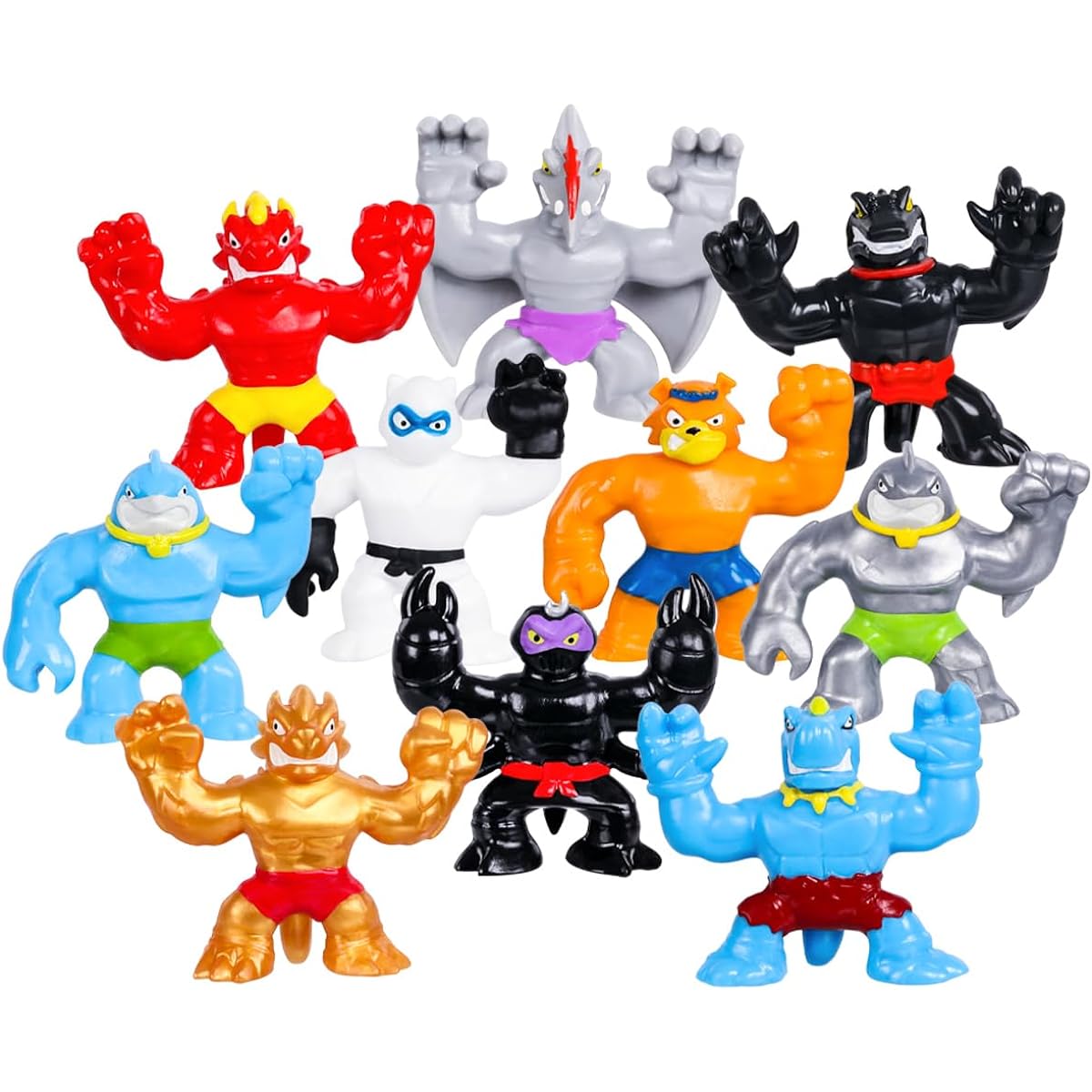 Goo Jit Zoo Minis, Mini Mega 10 Pack Stretch, Squish, Battle with 10 Minis!