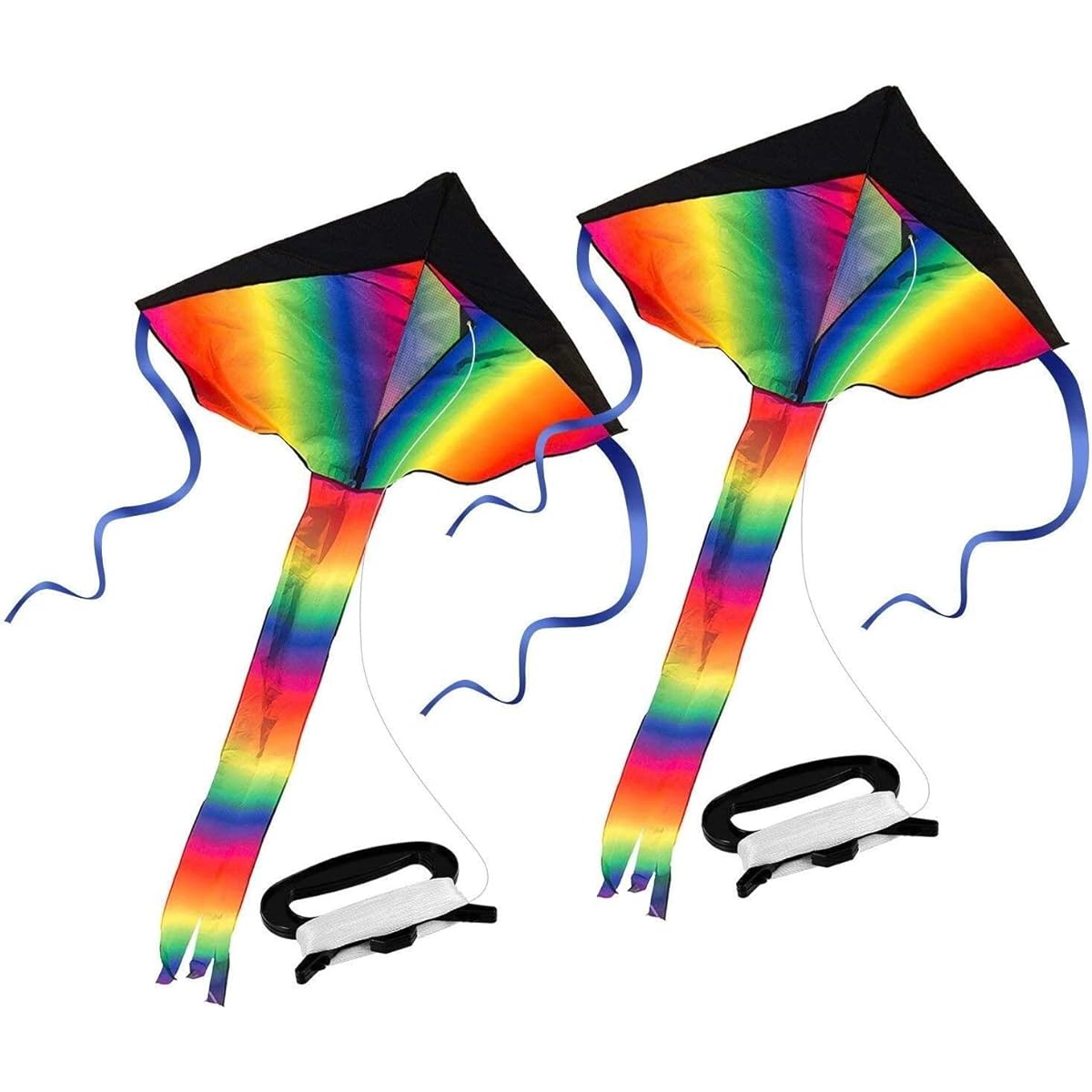 Rainbow Delta Kite, Easy Flyer, Long Tail Huge Flyer, Perfect One for Kids, Adults, Children Outdoor Activities, Includes Line and Handle
