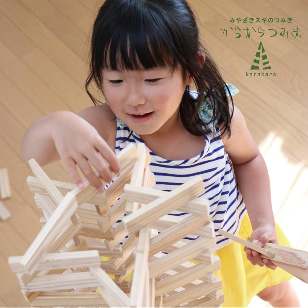 Karakara Tsumiki 108 (9 x 27 x 108 mm) 240 pieces educational toy domestically made unpainted wooden toy karakara108_240