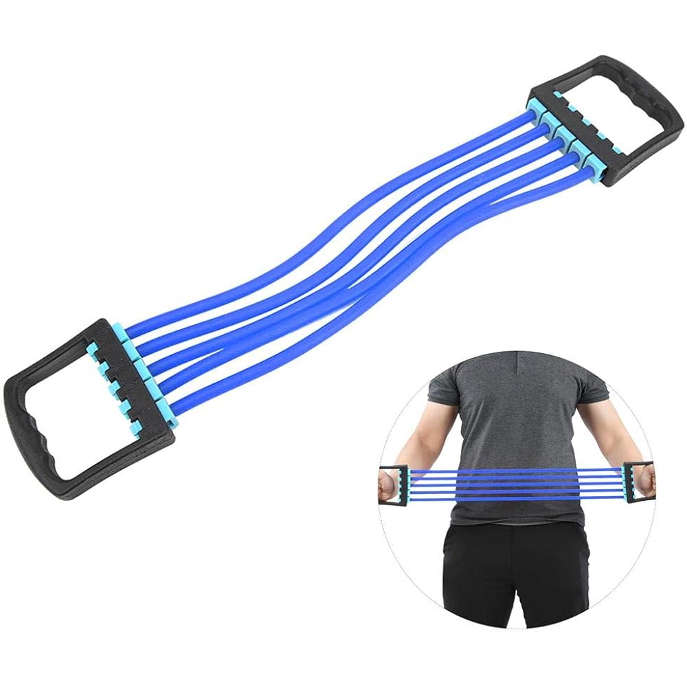 Expander Resistance Band Chest Pull Rope Rubber Removable Sports Chest Expander for Fitness Multifunctional Yoga Chest Muscle Training Diet Exercise (Blue)