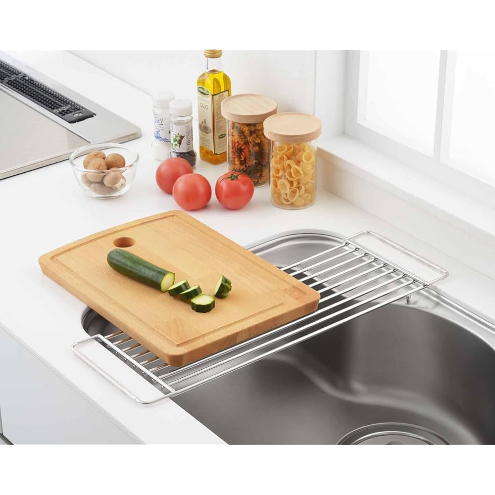 Yoshikawa Drainer Drainer Rack, Cooking, Sturdy, Width 19.2 x Depth 57 x Height 1.3 cm, Made in Japan, Sink Side Support Rack for Cooking Space, Hi! Series 2869146