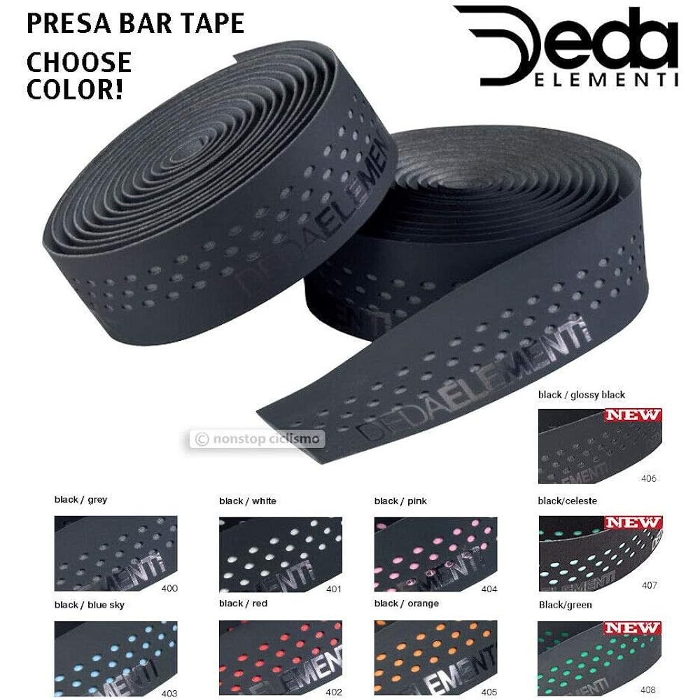 DEDA Bar Tape PRESA 408) Black/Green 349420008 Green Bar Tape Thickness: 3.0mm Thickness
