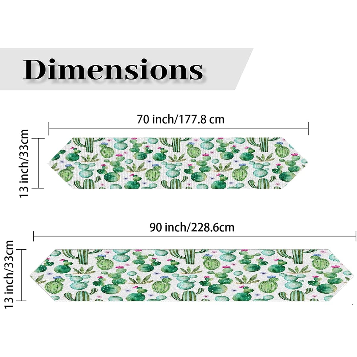 AUUXVA Table Runner 13x70 Inches Long Tropical Cactus Pattern Decorative Polyester Table Runner Tablecos Home Coffee Kitchen Dining Table Party Banquet Holiday Decoration 13x70 inches