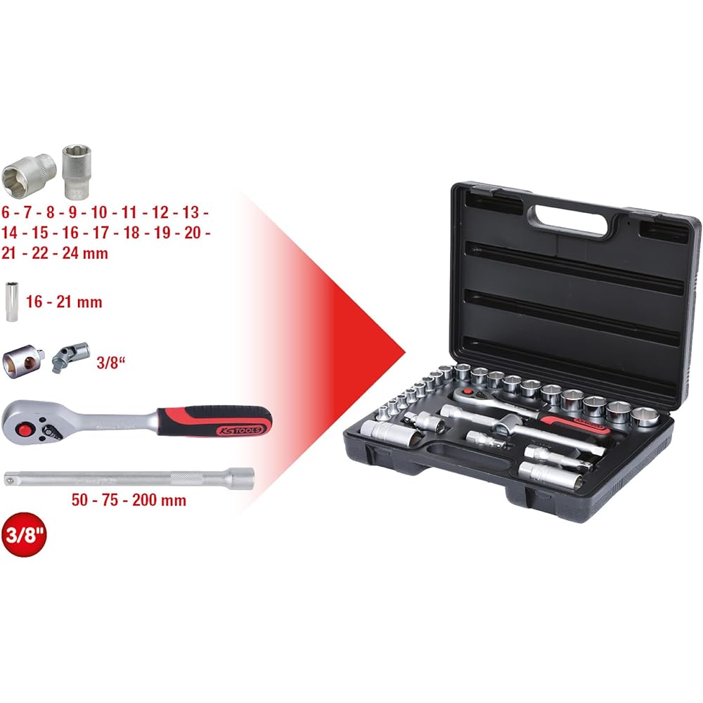 KS TOOLS 3/8" Socket set 26 pcs 911.0626