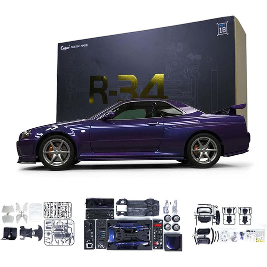 Capo 1/8 RC Racing Car Skylinee GTR R34 Remote Control Drift Vehicle Kit Model Assembled/Unpainted Purple
