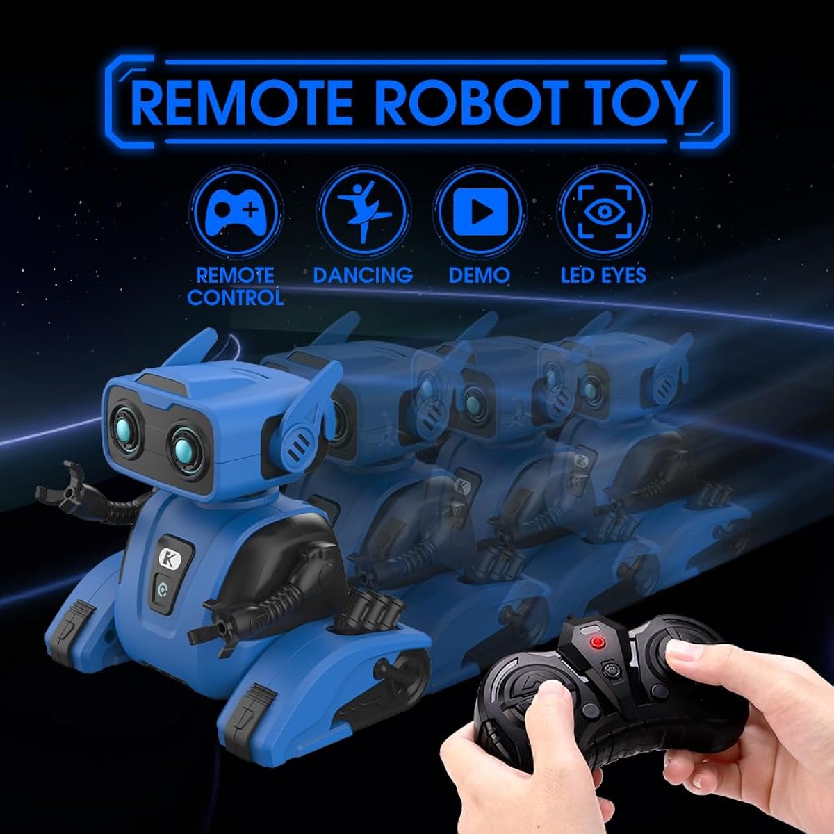 Robot Toy - Remote Control Robot for Boys and Girls RC Robot for Kids with Glowing LED Eyes Automatic Demonstration Dance Moves Music Flexible Head and Arms - Perfect Kids Toy Gift for Ages 3+
