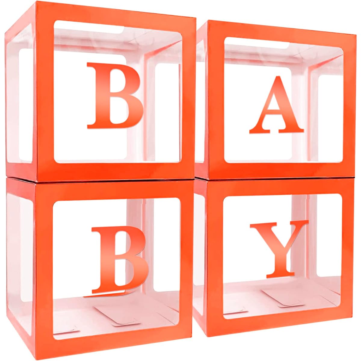 TECKED Party Decorations - 4pcs Orange Baby Balloon Box Blocks Orange Baby Letters Gender Reveal Party Birthday Party Decorations