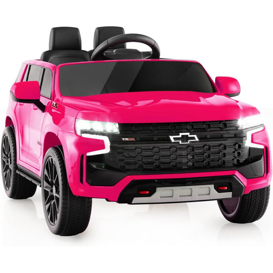 (Honey Joy) HONEY JOY Ride-on Truck 12V Licensed Chevrolet Tahoe Off-Road Electric SUV Car for Kids High/Low Speed Music Light Battery Powered Car Use with Remote Control (Pink)