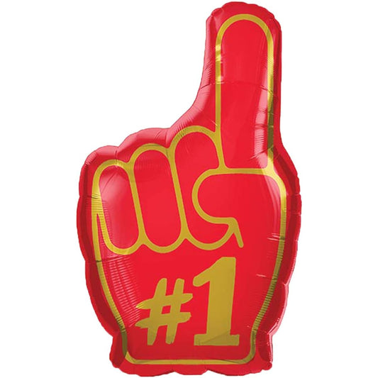 #1 Red Finger Jumbo 37" Foil Party Balloon