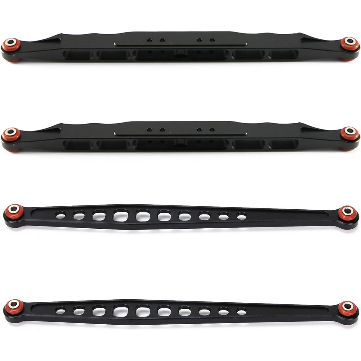 RCAWD 4X Full Aluminum Alloy Trailing Arm and Rear Upper Suspension Links with Hollow Ball for 1/7 Traxxas UDR Unlimited Desert Racer 85086-4(Black)