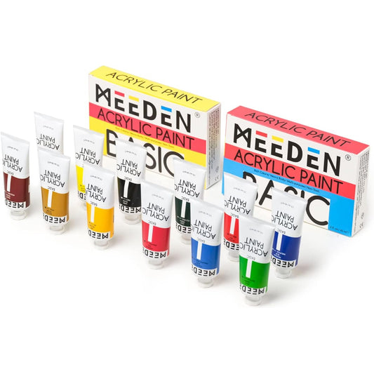 MEEDEN 12 Colors Acrylic Paint, 60ml/2oz Tubes, Acrylic Paint Set, Rich Pigment, Non-Toxic, Art & Craft Paints for Artists, Hobby Painters, Beginners