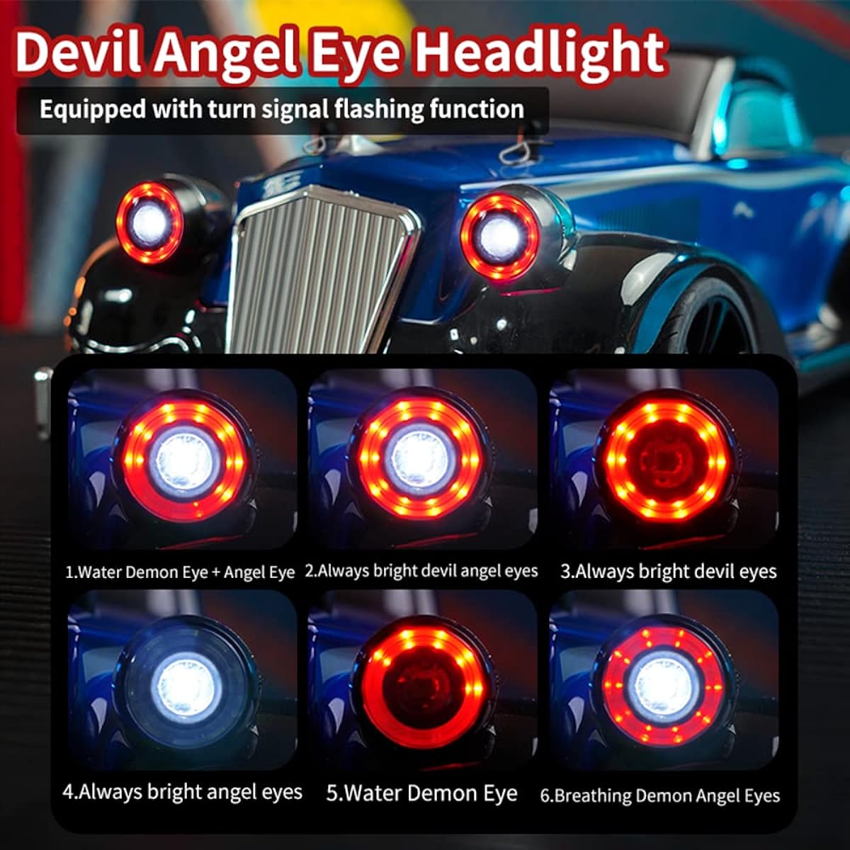 XCRCFUN RC Drift Car Classic 1/16 4WD Racing Car 35KM/H High Speed Drift Car with LED Light, 4 Speed Tires, 4 Drift Tires, 2 Batteries, Gift for Kids and Adults