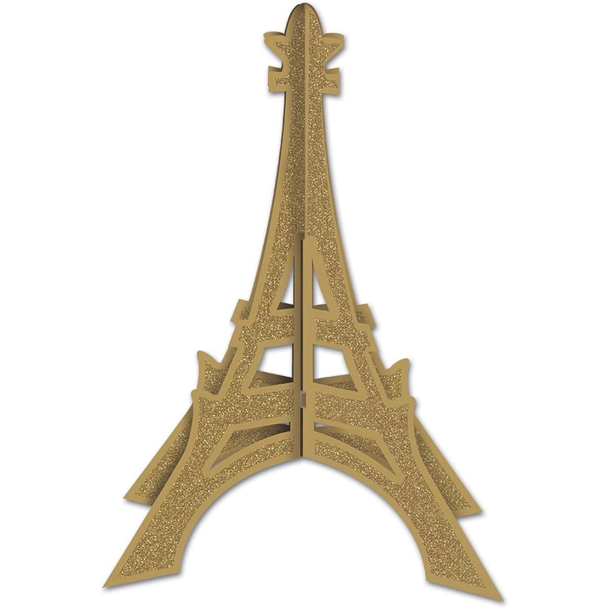 Club Pack Gold Glitter 3D Paris Eiffel Tower Tabletop Decor 12"