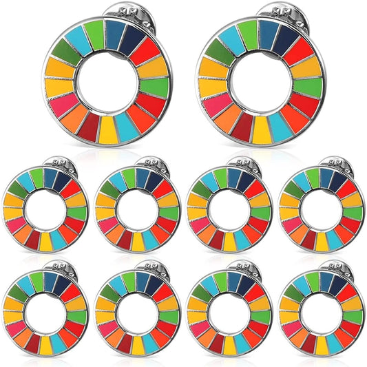 Aoouik SDGs Pin Badge SDGs Badge 25mm Latest Specification United Nations Headquarters Exclusive Enamel Craft Silver