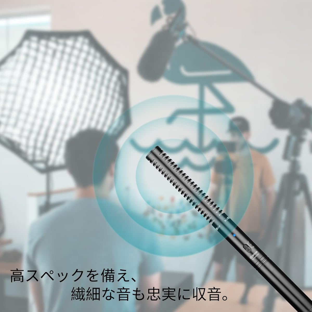 BOYA BY-BM6060 Super Unidirectional Shotgun Microphone Condenser Microphone Aluminum Alloy Construction 3-Pole XLR 24-48V Phantom Power Low Cut Mode Compatible with Microfilm/Program Shooting/Documentaries, etc.