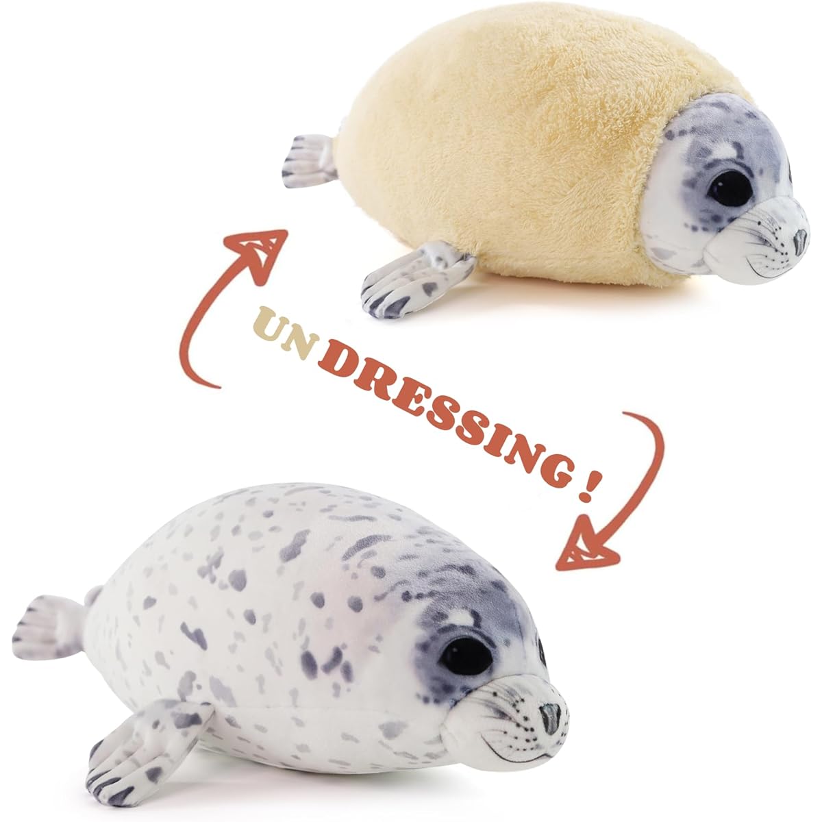 Furvana Chubby Blob Young Seal Pillow Cute Sea Cotton Stuffed Animal Toy (M(20inch)