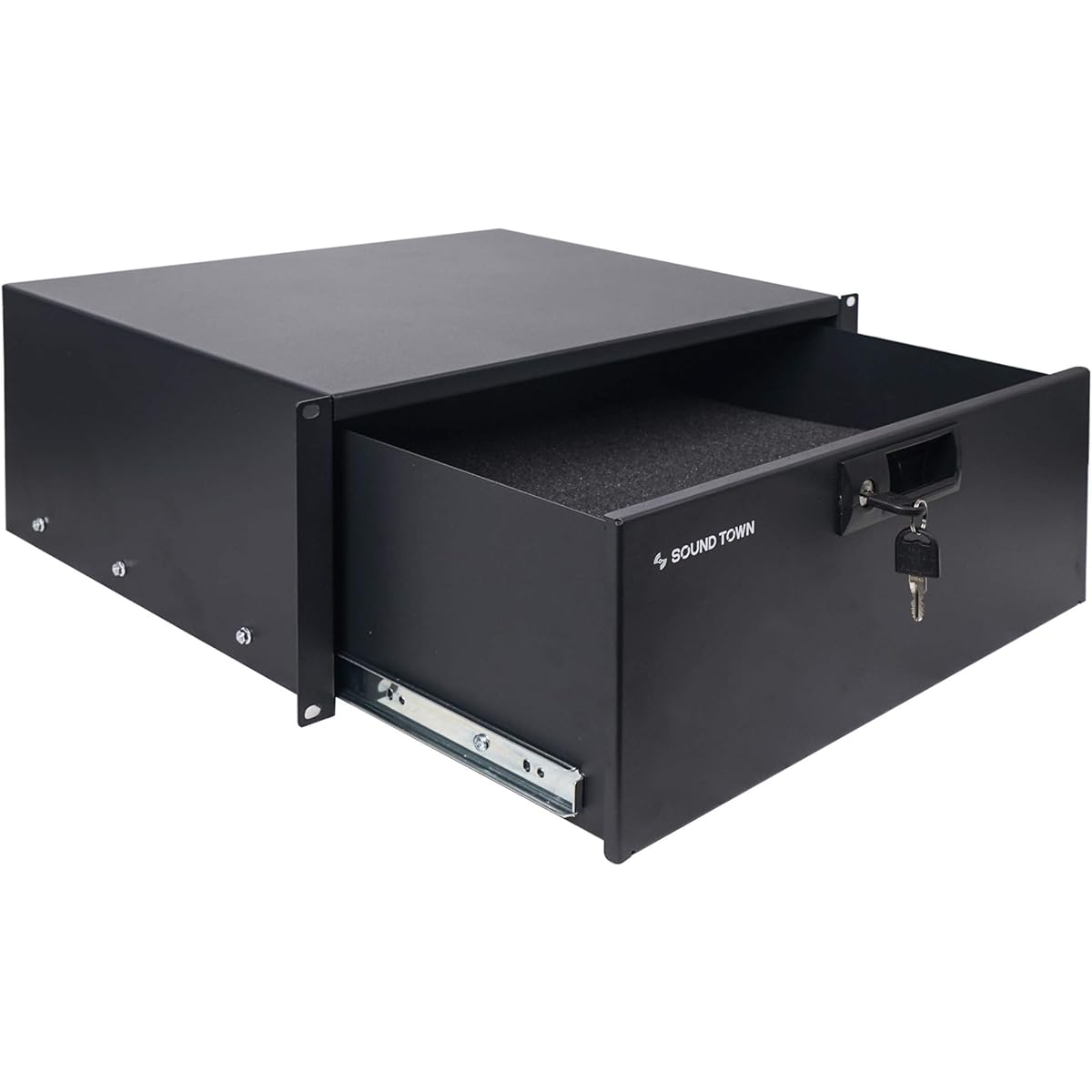 Sound Town 19" 4U Locking Rack Drawer with Protective Foam (STRD-4D)