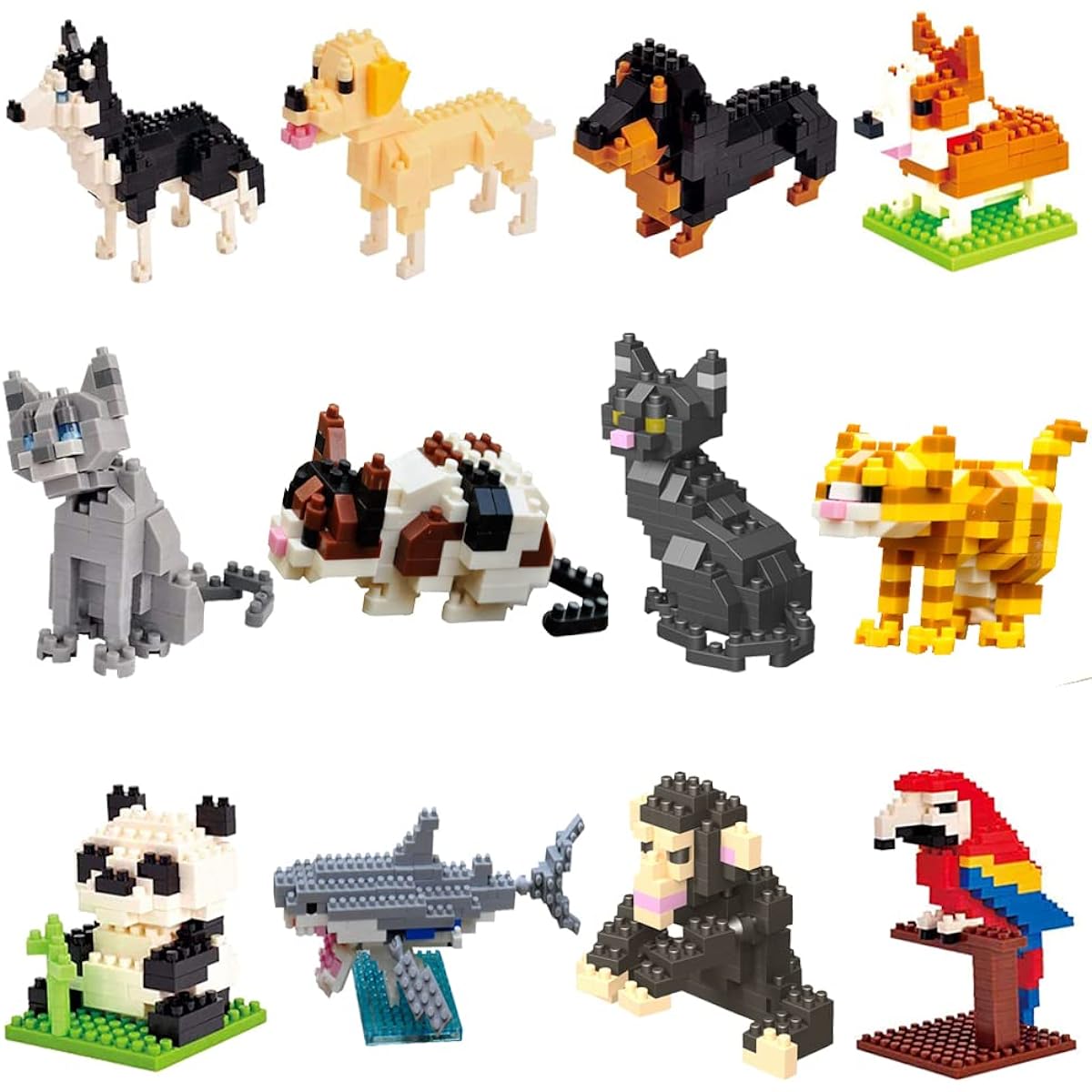 ISeeSee Mini Animal Building Blocks Set Birthday Gift Party Favors Goodie Bags for Kids and Adults, Favors, 12 Pack (1501 Pieces)