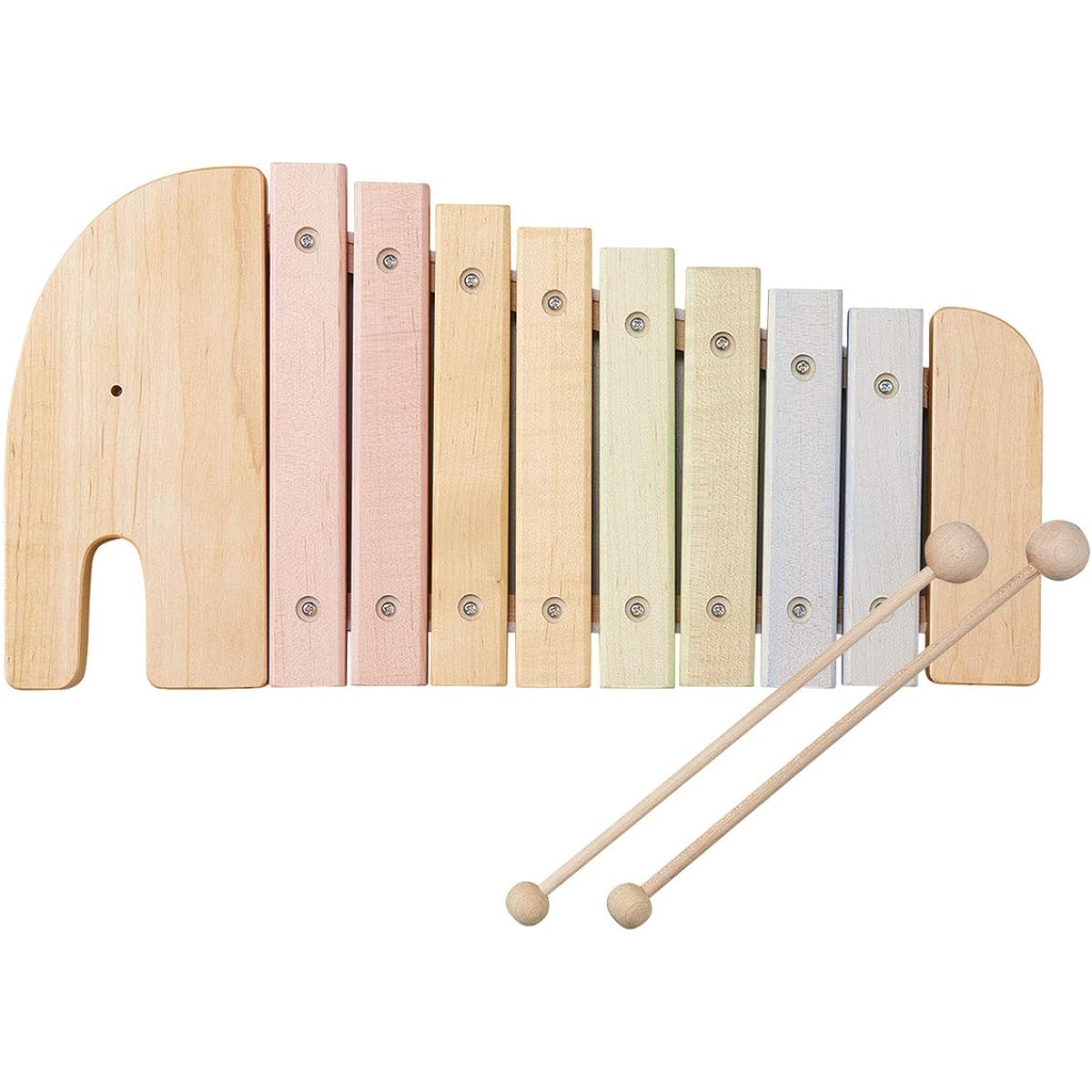 Bon Furniture Mokkin Musical Instruments Children Wooden Toys Animals Elephants Musical Play Natural Wood Cute